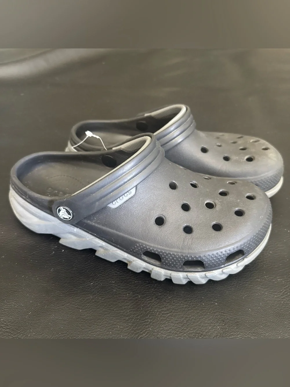 Crocs Unisex Duet Clog Men's 6 Women's 8 Blue Gray Strap Logo Slip On Sandal